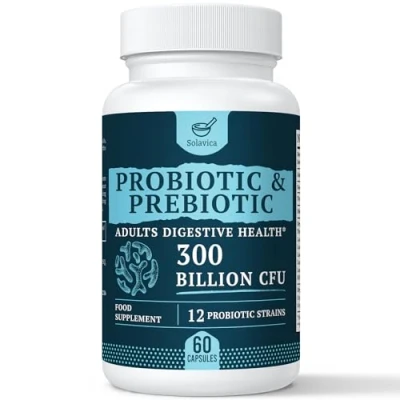 Image of 300 Billion CFU Probiotics for Digestive Gut &amp; Immune Health, Advanced Strength with 12 Diverse Strains + 3 Prebiotics Women Men (60 Count (Pack of 1))