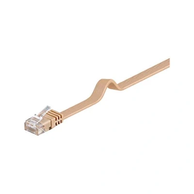 Image of Goobay 95887 CAT 6 Flat Patch Cable, U/UTP, Light Brown, 5 m Length