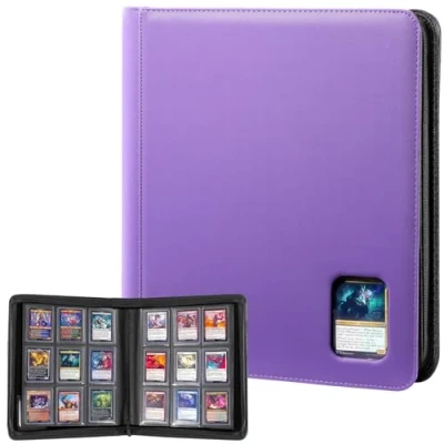 Image of ProCase Top Loader Binder for Cards, Holds 324 Toploaders with 9 Pockets, Toploader Storage Trading Cards or Sports compatible TCG, MTG in 3&quot;x4&quot; Purple