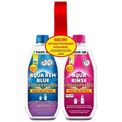 Image of Thetford 30459CO Toilet Fluid and Rinse Concentrate Duo Pack, Blue &amp; Pink, 1.53 Litre