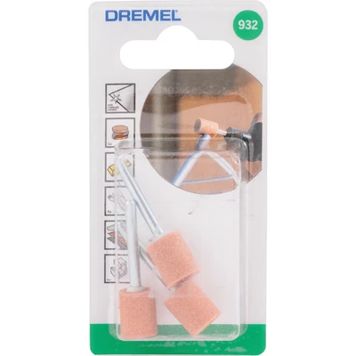 Image of Dremel 26150932JA Aluminium Oxide Grinding Stones Accessory Set, 3 Cylindrical for and Sharpening Metals, Gray, 9.5 mm