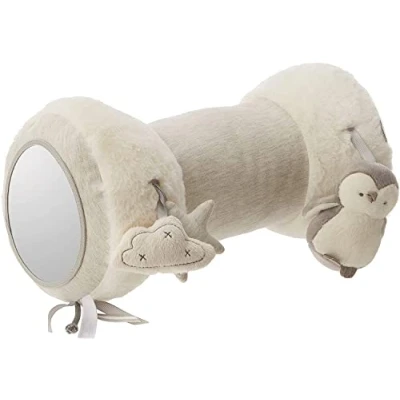 Image of Mamas &amp; Papas Tummy Time Roll, Interactive Soft Baby Pillow with Integrated Rattle, Wish Upon A Cloud