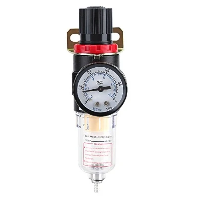 Image of Zerodis 1/4 Air Compressor Filter Regulator with Gauge, Water Pressure Moisture Trap Cleaner Tool