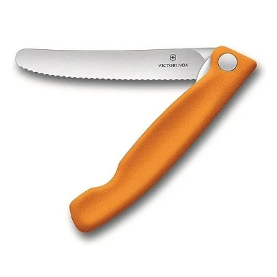 Image of Victorinox, Swiss Classic, Profi Tomaten und Tafelmesser, Extra Scharfe Klinge, Wellenschliff, 11 cm, Rostfreier Stahl, orange