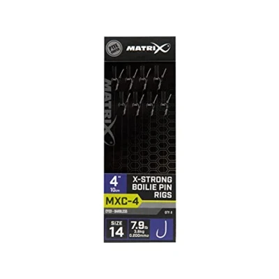 Image of FOX Matrix MXC 4 4&quot; X Strong Boilie Pin Rigs Barbless 8pcs Fishing Terminal Tackle (Sz14 0.20mm)