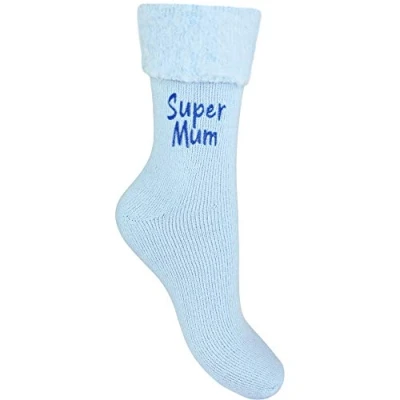 Image of Super Mum Soft &amp; Fluffy Thermal Cosy Bed Socks (Blue)