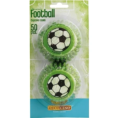 Image of DECOCINO Football Muffin Cases (Pack of 50) Decoration &amp; Cupcake Moulds for Birthday