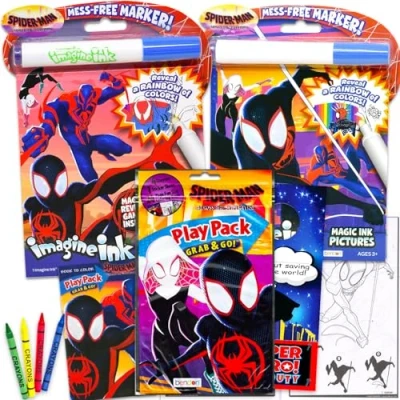 Image of Marvel Spiderman Across The Spiderverse Coloring Book Set 3 Pc Bundle with and Activity Book, Mess Free Imagine Ink, Play Pack, More Spider Verse