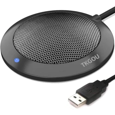 Image of Conference USB Microphone, Computer Desktop Mic with LED Indicator, TKGOU Plug &amp; Play Omnidirectional Condenser PC Laptop Mics for Online Meeting,Class,Skype,Recording,Chatting,Zoom,(Windows/Mac OS X)