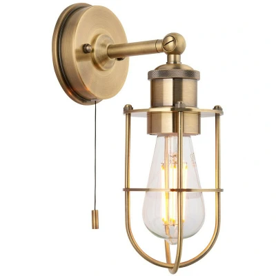 Image of Treviso Bathroom Metal Wall Lamp, Antique Brass Plate, IP44