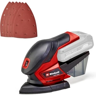 Image of Einhell Power X Change Cordless Detail Sander 18V Electric For Wood, Plaster And Metal TE OS 18/150 Li Solo Hand Held With Dust Collection (Battery Not Included)