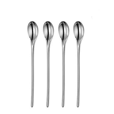 Image of Robert Welch Bud Bright Cutlery Long Handled (Latte) Spoon, Set of 4. Made from Stainless Steel. Dishwasher Safe.