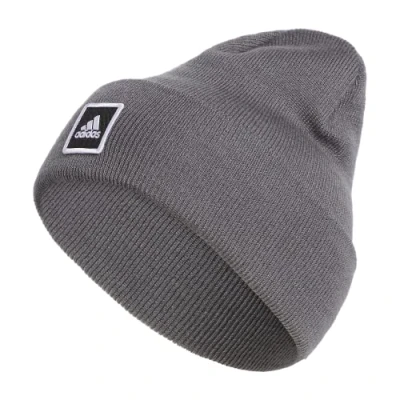 Image of adidas Wide Cuff Fold Beanie, Onix Grey/Black/White, One Size