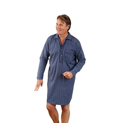 Image of Champion Mens 100% Cotton Blue Navy Striped Nightshirt Night Shirt XXXX Large