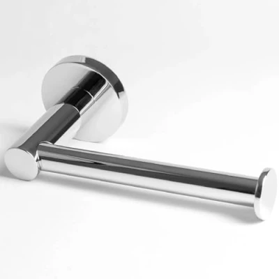 Image of Pebble Grey™ London Toilet Roll Holder for Bathroom, Wall Mounted with Screws, Polished Paper Holder, Minimalist, Modern, Anti Rust, Concealed Fixings Chrome