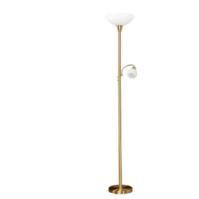 Image of Lindby floor lamp Elaina, reading light, brass coloured, 183cm E27