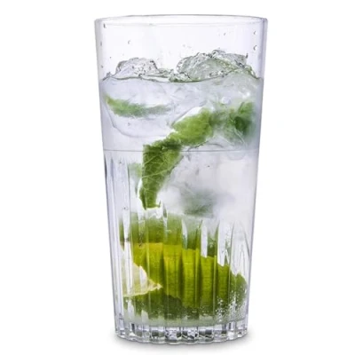 Image of AIOS Set of 6 Stacking Dishwasher Safe Unbreakable Polycarbonate Fluted Glass Tumblers 480ml