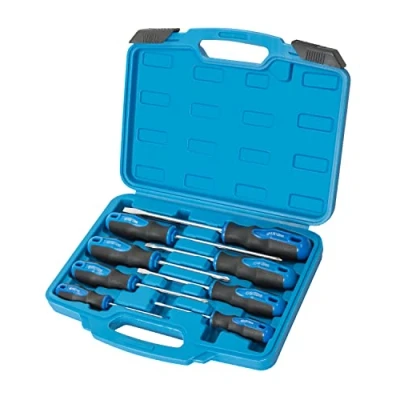 Image of ROTATION 8 Piece Magnetic Screwdrivers Set with Nichrome tip, 4 Phillips and Slotted Tips, Professional Cushion Grip Screwdriver High Torque (8pc_Silver tip_Gloss)