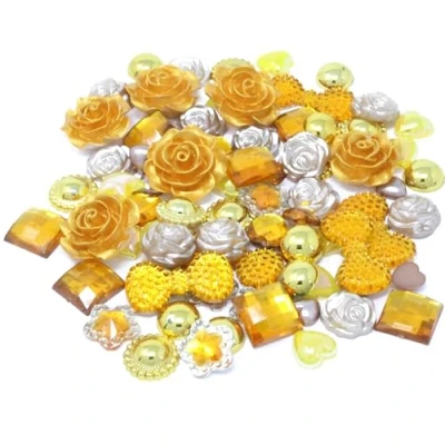 Image of 80 Mix Gold Shabby Chic Resin Flatbacks Luxurious Embellishments for Creative Cardmaking and Scrapbooking Projects