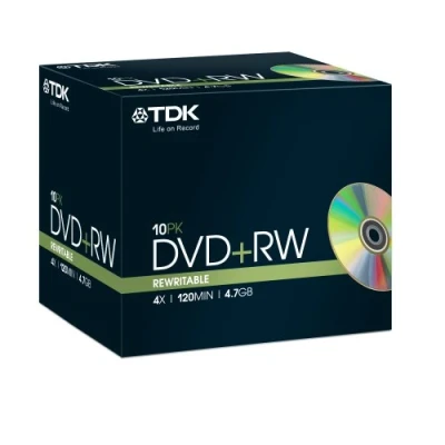 Image of TDK DVD+RW Recordable Disk Rewritable Cased 4x Speed 120min 4.7Gb Ref DVDRW474X10 [Pack of 10]