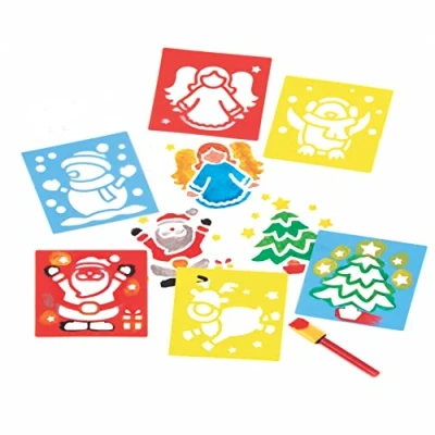 Image of Baker Ross Christmas Stencils Set of 6, Craft Tools for Kids (EF298)