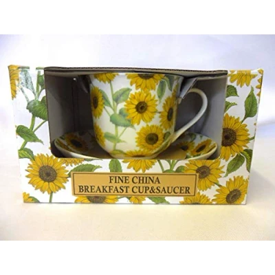 Image of Abbeydale Collection Gift Boxed jumbo cup and saucer in Sunflower chintz design