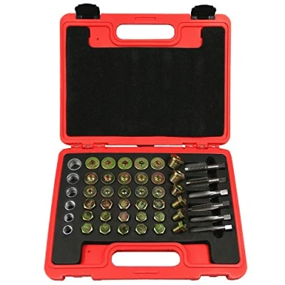 Image of BestsQ 114pcs Oil Pan Drain Sump Plug Key Thread Repair Tool Kit Set with Carry Case