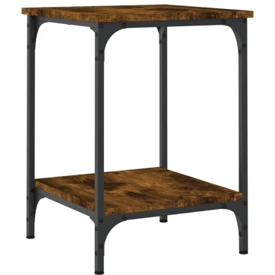 Image of vidaXL Modern Square Coffee Table in Smoked Oak Finish, 40x40x55 cm with Sturdy Iron Frame and Engineered Wood Construction for Living Room