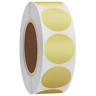 Image of Hylabelest Round Color Coding Dot Labels 1 Inch Metallic Foil Golden Stickers Adhesive Label 1,000 Per Roll (Golden)