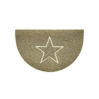 Image of Nicoman Embossed Halfmoon Half Circle Door Mat Dirt Trapper Jet Washable Doormat 70x44cm (Beige, STAR Shape) Use on Carpet ONLY