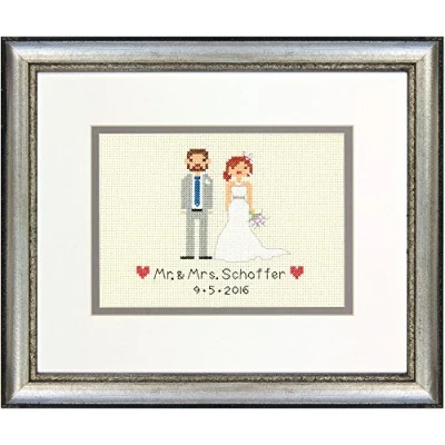 Image of Dimensions Counted Mini: Wedding Record Bride and Groom, Aida, Ivory, 11.6 x 8.5 0.7 cm