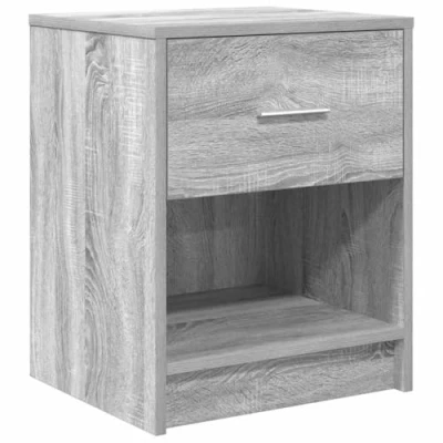 Image of vidaXL bedside cabinet with drawer nightstand engineered wood grey sonoma modern side table, 40 x 34 50 cm for bedroom, living room, lounge