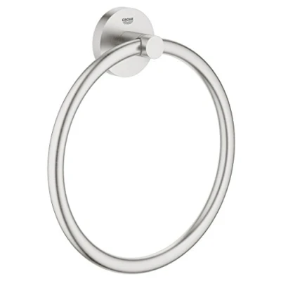 Image of GROHE Essentials Towel Ring German Engineered, Metal In Stainless Steel Look and with Concealed Fastening 40365DC1