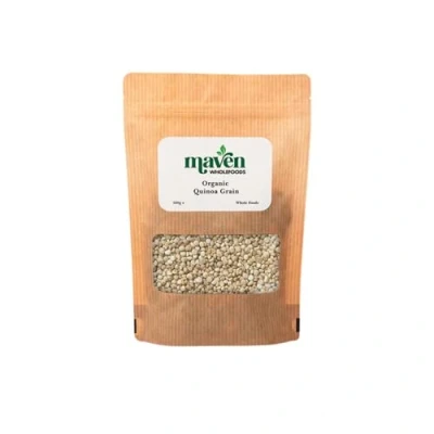 Image of Maven wholefoods Organic Quinoa Grain 500g Raw GMO Free High Fibre &amp; Protein Certified Suitable for Vegetarian Vegan Packed Fresh in Resealable Bags