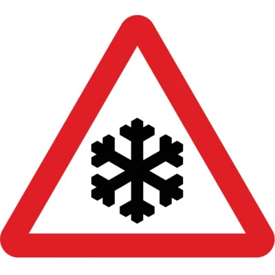 Image of Sitesafe Temporary Snow and Ice Road Sign with Stanchion 750mm