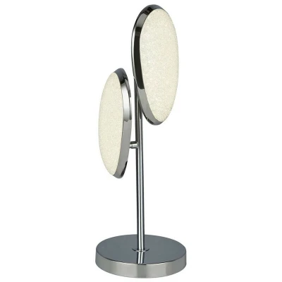 Image of 2 Light Led Table Lamp, Crushed Ice Effect Shade, Chrome