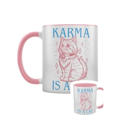 Image of Grindstore Karma is A Cat Pink Inner 2 Tone Mug
