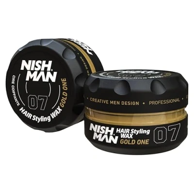 Image of Nish Man Hair Styling Gel, Wax for Men, 07 Gold One, 150 ml Shine Look Edge Control Ultra High Strong Hold Clay Aqua Stick Men&#039;s Gel (07 One)