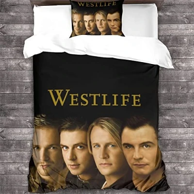 Image of XYueww Westlife Band Duvet Cover 3D Design Soft Comfortable Quilt Breathable Comforter Girls Boys Bedding Set With Zipper Closure Microfiber 3Pcs Single（135x200cm）