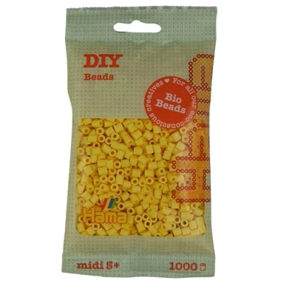 Image of Hama Midi Bio Beads Bag Approx. 1000 Fuse Mosaic Decoration Arts &amp; Craft for Creative Children Ages 5+ Light Yellow