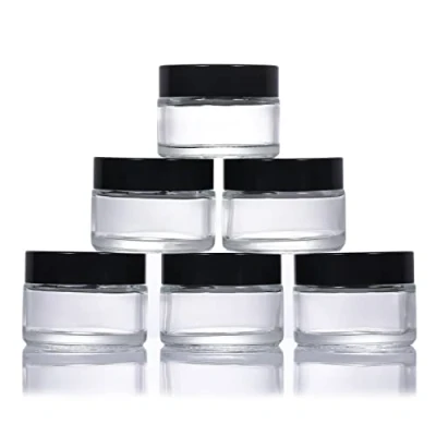 Image of 6 Pack 30ml Glass Cosmetic Jars,Empty Refillable Jars with Screw On Lids and White Liners,Cosmetic Containers Travel Cream Pots for Cosmetics,Powder,Lotion,Creams Essential Oils