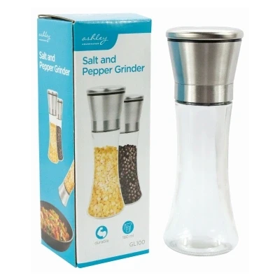 Image of Silver 180ml Stainless Steel Salt &amp; Pepper Mill By Ashley