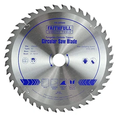 Image of Faithfull FAIZ25440 TCT Circular Saw Blade 254 mm x 30 Bore 40 Teeth