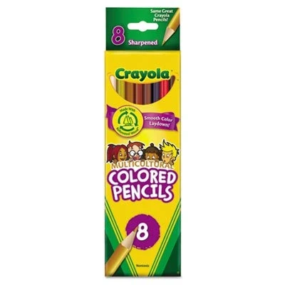 Image of Crayola Multicultural Colored Woodcase Pencils, 3.3 Mm, 8 Assorted Colors/Set