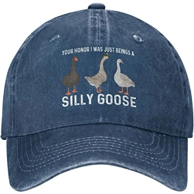 Image of Baseball Cap Silly Goose Hat Your Honor I was Just Beings A Men Sports Navy Blue
