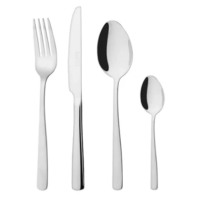 Image of EXZACT Cutlery Set 24pcs Stainless Steel Dishwasher Safe 6 x Forks, Dinner Knives, Table Spoons, Teaspoons