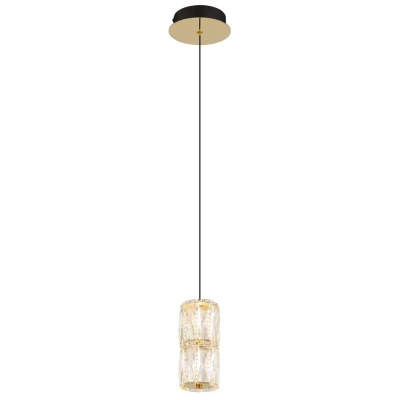 Image of Stefanie Slim Pendant Ceiling Light Gold Colours Antique Crystals Clear Glass Shade LED 3000K