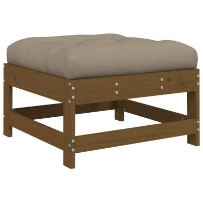 Image of vidaXL Garden Footstool with Cushion Honey Brown Solid Wood Pine