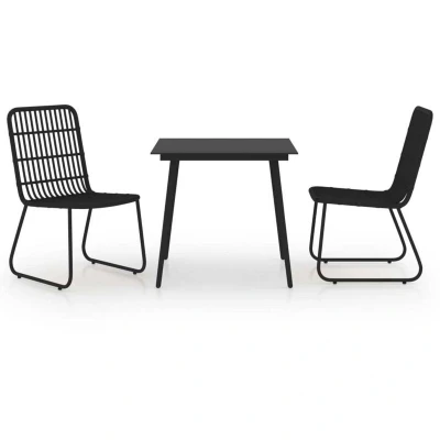 Image of vidaXL 3 Piece Outdoor Dining Set Poly Rattan and Glass
