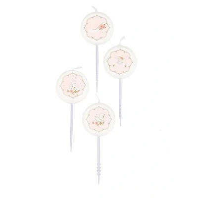 Image of Amscan 9906326 Princess for a Day Kids Birthday Party Mini Cake Candles on Wooden Picks 4 Pack